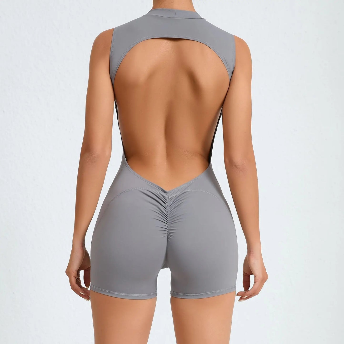 2024 Pad Sleeveless Vest Exercise Crop Yoga Set One Piece Jumpsuit Women Sport Gym Workout Fitness Scrunch Shorts Active Rompers