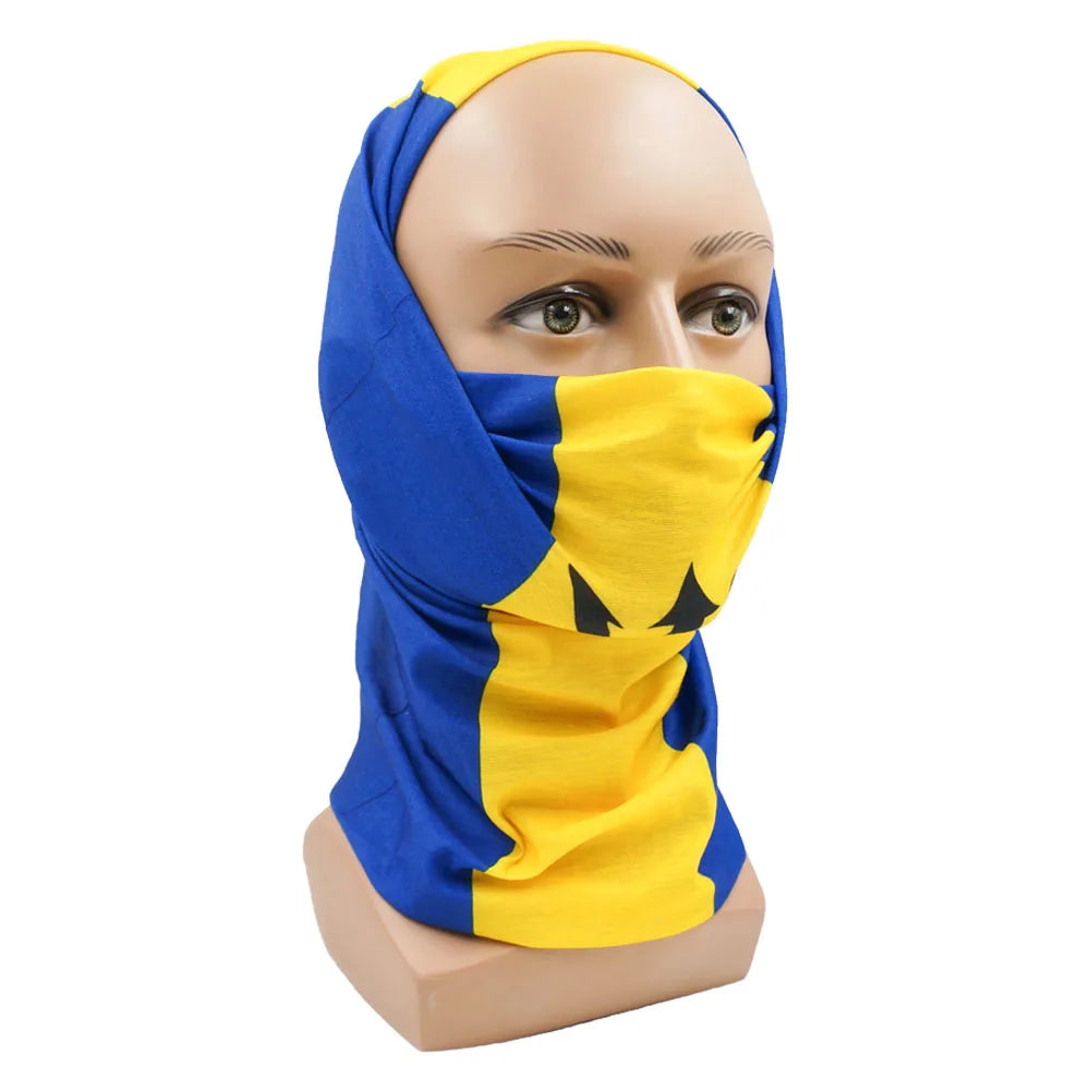 Barbados Flag Neck Gaiter Outdoor Sports Headscarf Men Women Cycling Face Mask Tube Multifunctional Scarf Summer Snood Headwear