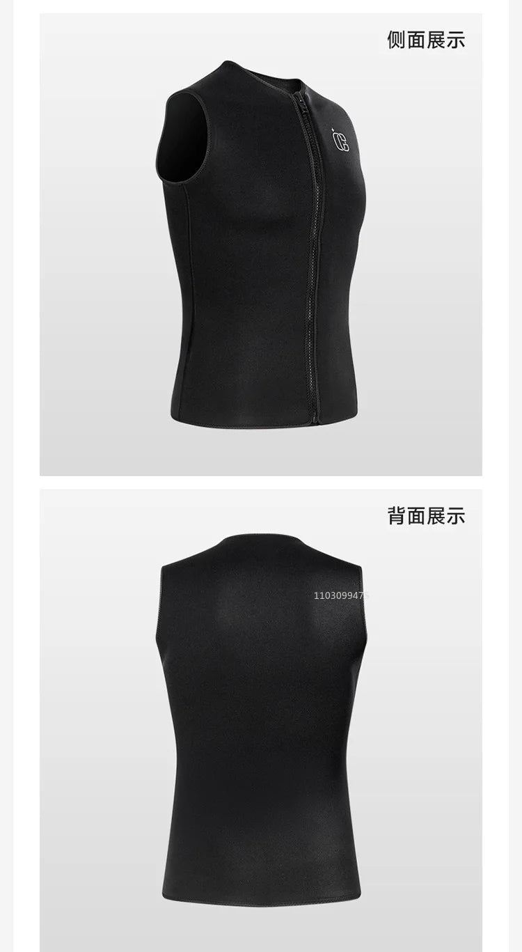 Wetsuit Vest for Men Women 3mm Front Zipper Neoprene Wet Suit Top Sleeveless Jacket for Scuba Diving Kayaking Surfing Swimming