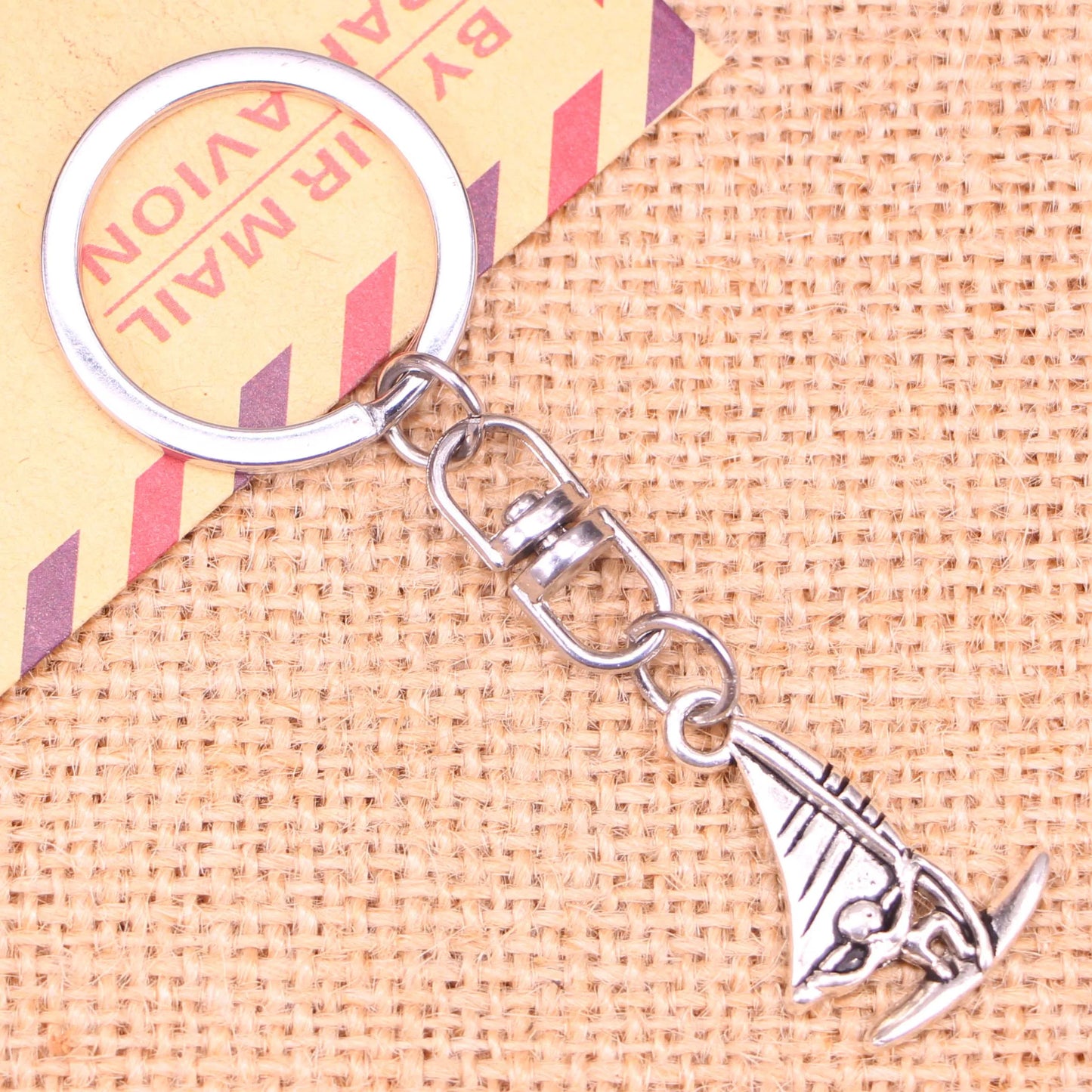 New Keychain 26x16mm Windsurfer Windsurfing Sailing Pendants DIY Men Jewelry Car Key Chain Ring Holder Souvenir For Gift