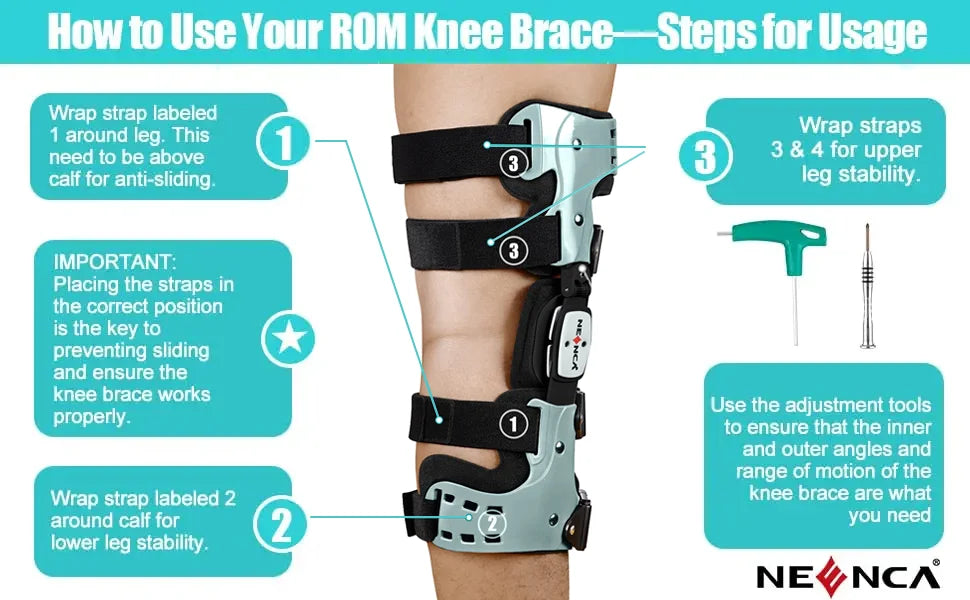 NEENCA Unloader ROM Knee Brace Hinged Stabilizer Adjustable Recovery Support for ACL MCL PCL Injury Meniscus Tear Arthritis