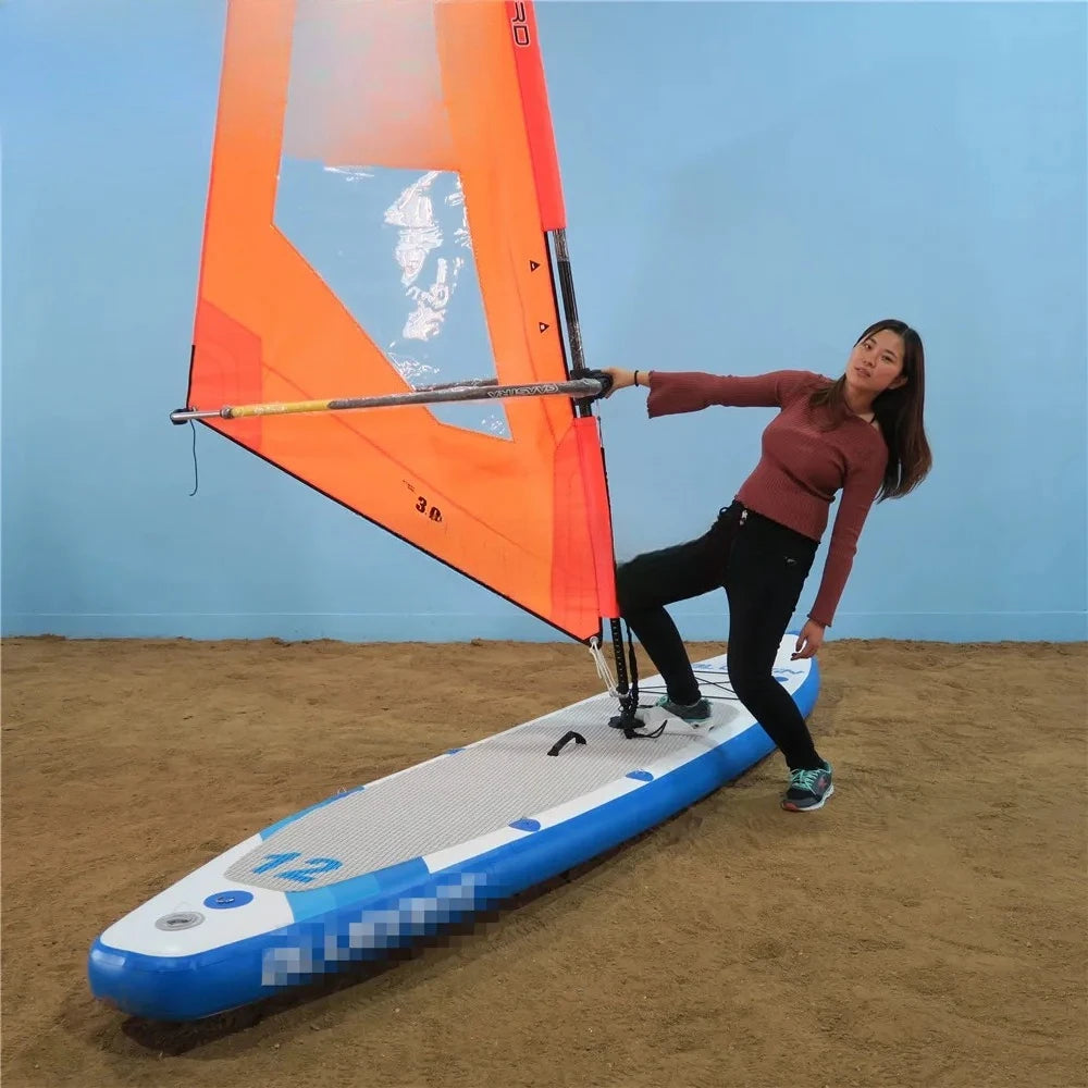 High Quality Inflatable SUP Board, Portable Durable Windsurf Sail Design, Factory Direct, Water Sports Paddle Board