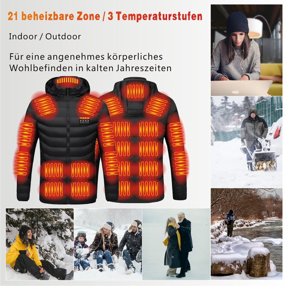 KoKossi Winter 21 Zone Electric Heated Jacket Outdoor Sports Waterproof Windproof Sportwear Smart USB Charging Self Heating Vest