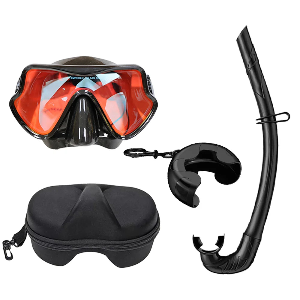 Snorkeling Mask Diving Goggles Full Wet Silicone Foldable Tube Mirror Tempered Glass Len Diving Mask Travel Size With Case