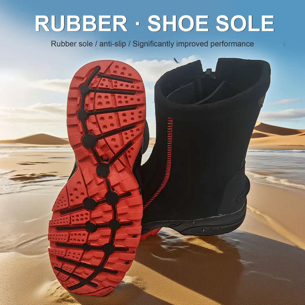 5mm Neoprene Durable Water Diving Boots with Chloroprene Rubber Shoelaces And Zippers for Warmth And Anti-Slip Short Boot