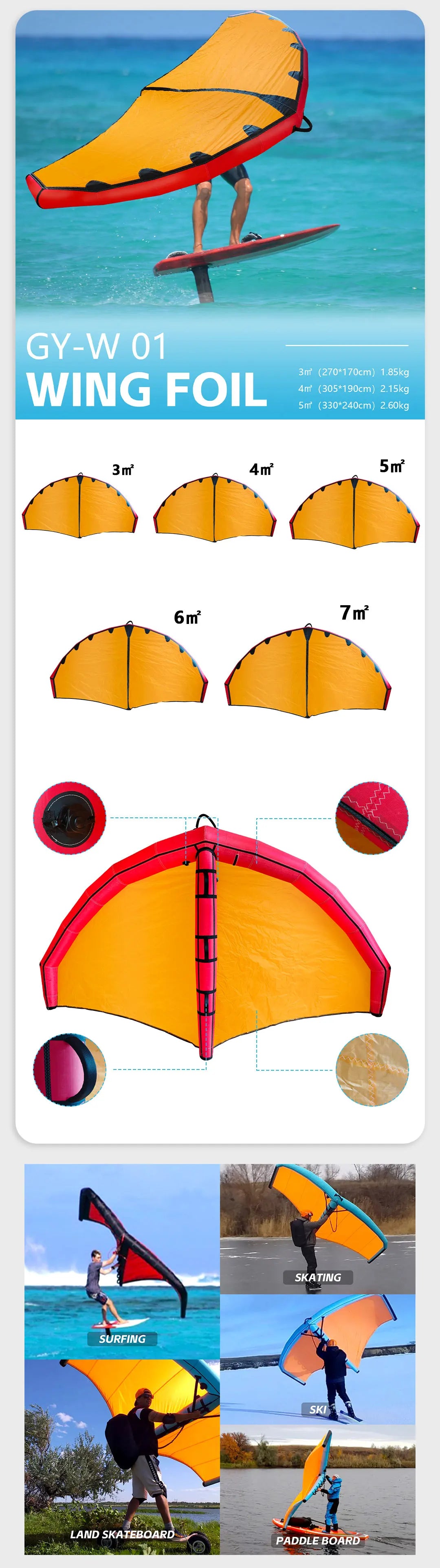 5m Wingsurf Board Set Inflatable Water Sports Wing Foil Board Kitesurfing Wind Surfing Hydrofoil wingfoil