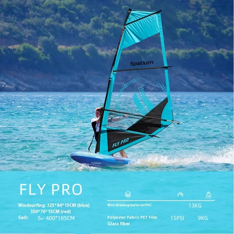 Inflatable Windsurf SUP Board Sail Kit 2 in 1 Crossover Paddle Board With Compact Rig Portable Windsurfing Sailboat Multi Sport