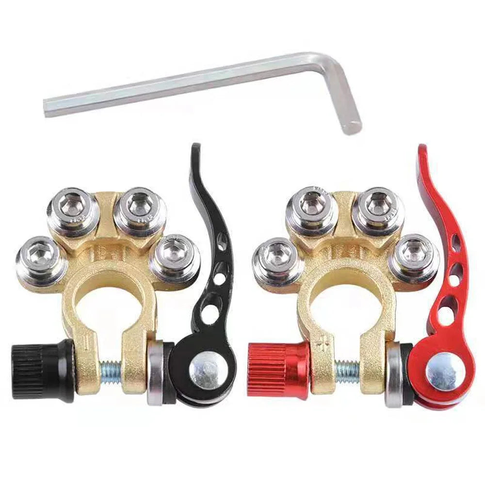 1 Pair Quick Release Terminal Connectors Copper Clip 12V/24V Car Battery Terminals Top Post Wire Cable Clamp Screw Auto Parts