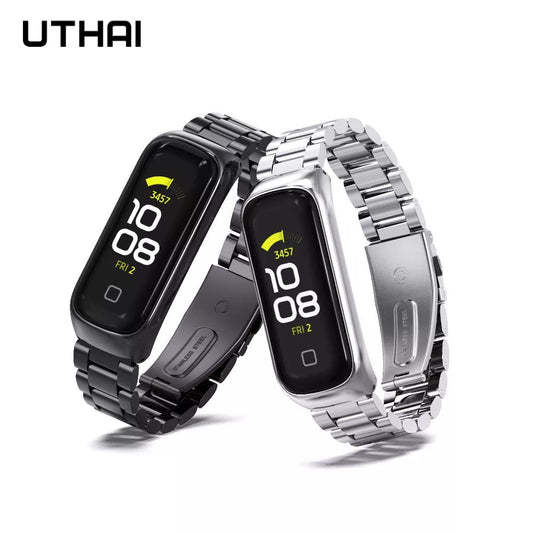 Uthai s50 metal fivela de aço inoxidável pulseira de relógio magnético para samsung galaxy fit 2 pulseira acessórios relógio inteligente