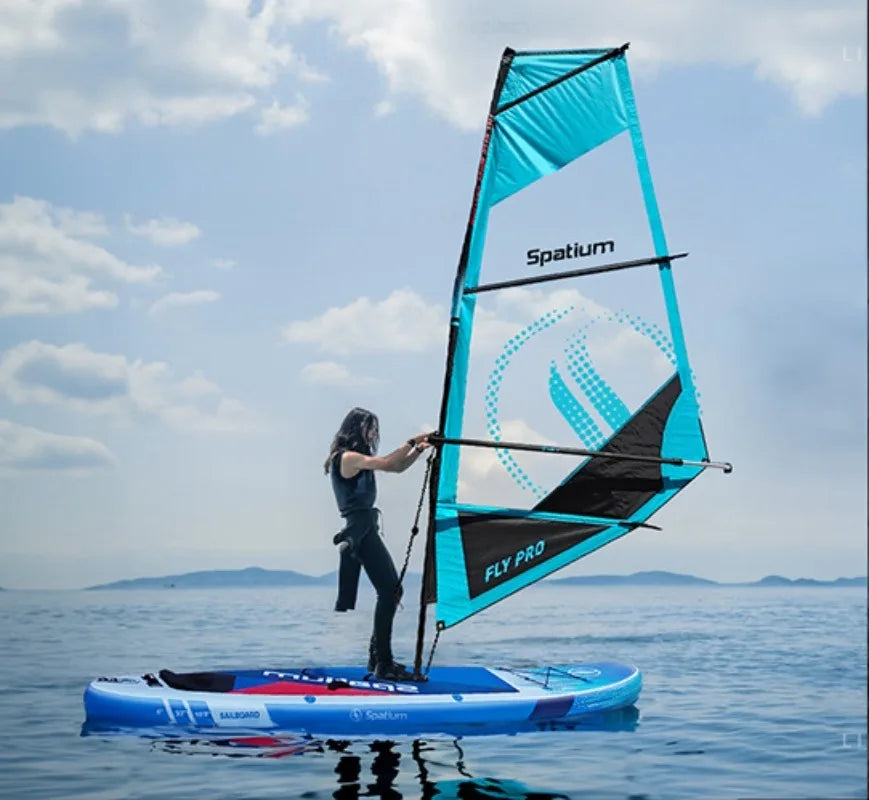 Inflatable Windsurf SUP Board Sail Kit 2 in 1 Crossover Paddle Board With Compact Rig Portable Windsurfing Sailboat Multi Sport