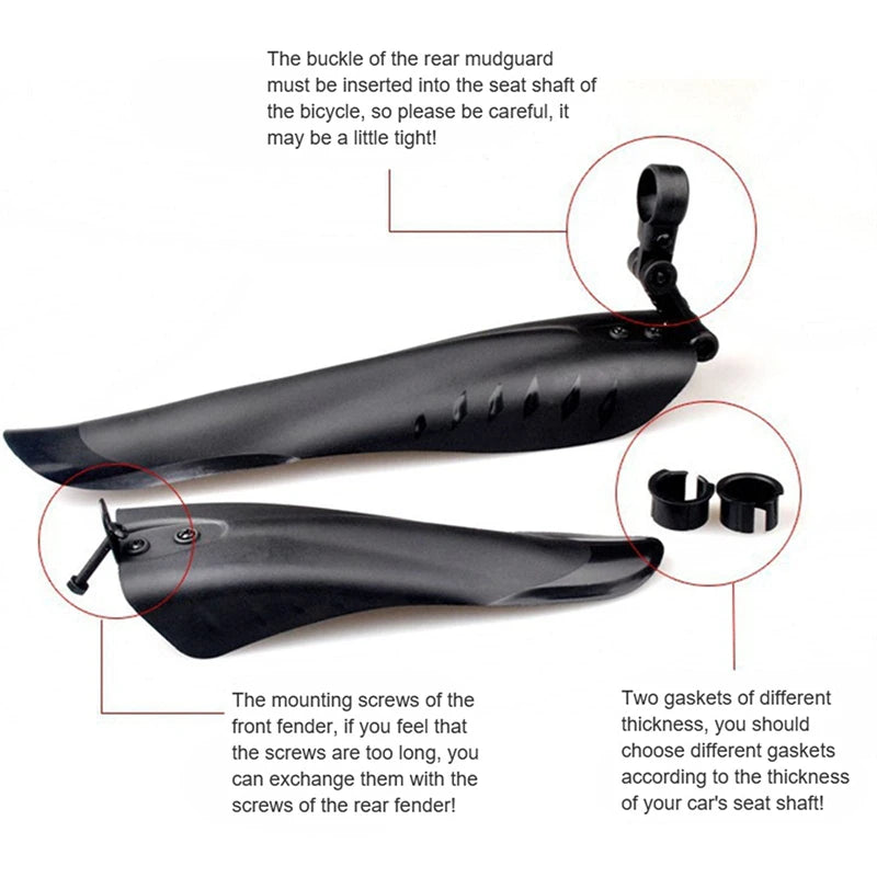 2pcs Bicycle Fender PP Soft Plastic Suitable Bicycles MTB DH Rear Shock BIKE Thicken Splash Protection Accessory