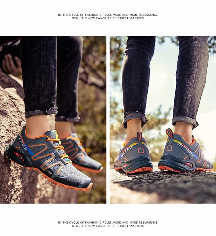 New Outdoor Hiking Shoes for Men Anti Slip and Waterproof Hiking Sports Shoes, Hiking Travel Shoes for Men Road Running Shoes