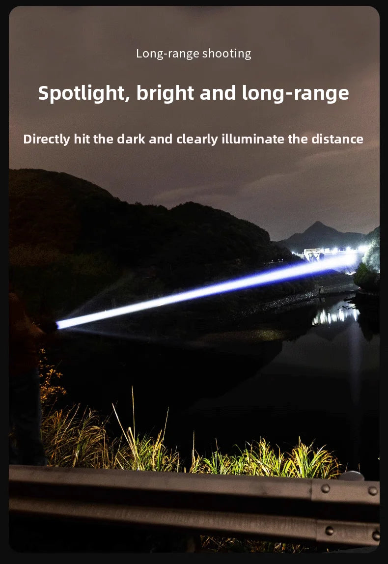 New White Laser Flashlight, High-power Spotlight, Long-range Shooting Outdoor Emergency Long Endurance Strong Bright Flashlight