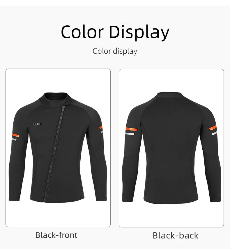 1.5mmDiving Suit Men's and Women's Long-Sleeved Diving Top Split Sun Protection Surfing Suit Dive Skin Winter Swimsuit