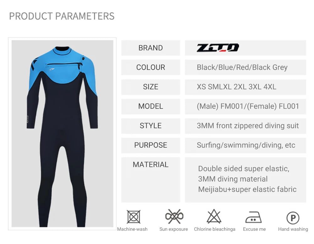 3/2MM Neoprene Wetsuit Surf Scuba Diving Suit Men Women Underwater Fishing Spearfishing Kitesurf Swimwear Wet Suit Equipment