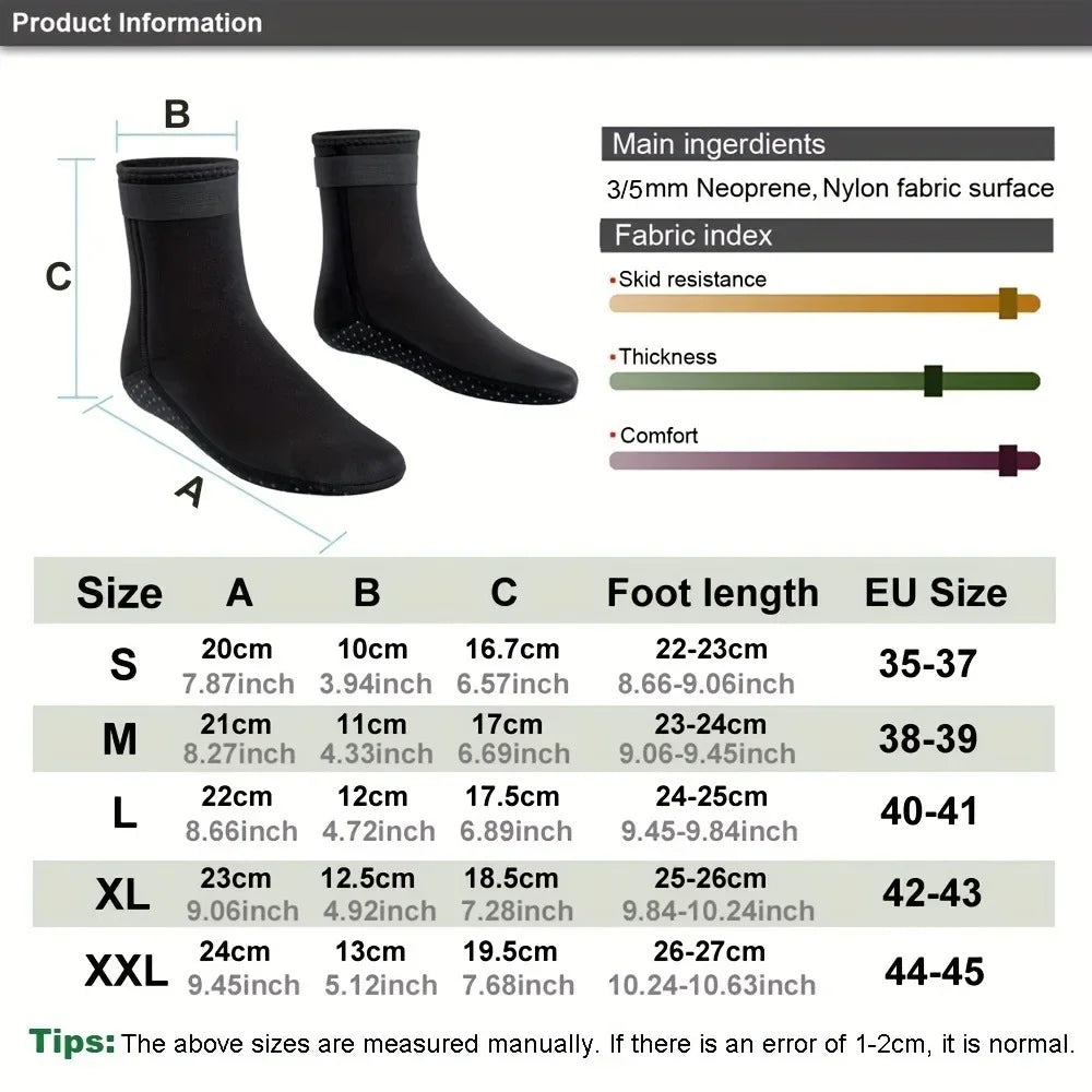 3mm Neoprene Socks 3mm Wetsuit Shoes Non-slip Surf Swimming Fins Socks Elasticity Beach Boots Warm Socks for Snorkeling Diving