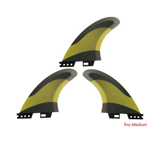 New Arrival Beach Surfboard Fins Sport and Recreation Yellow Three Pack for FCS 2 Fin Fiberglass Surf Fin Size M/L