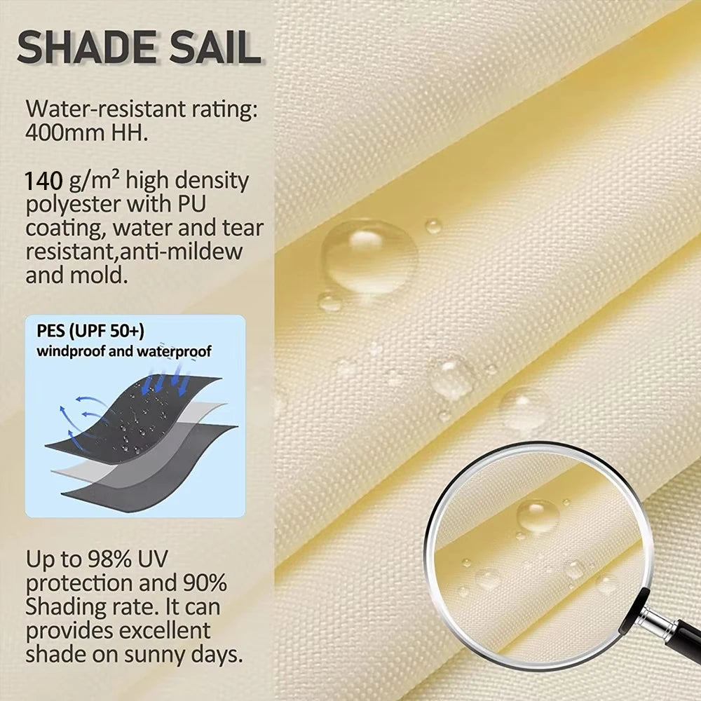 95% UV Block Waterproof Sun Shade Sail - High-Density Breathable Canopy for Patio Garden Pool Backyard, Windproof with Stainless