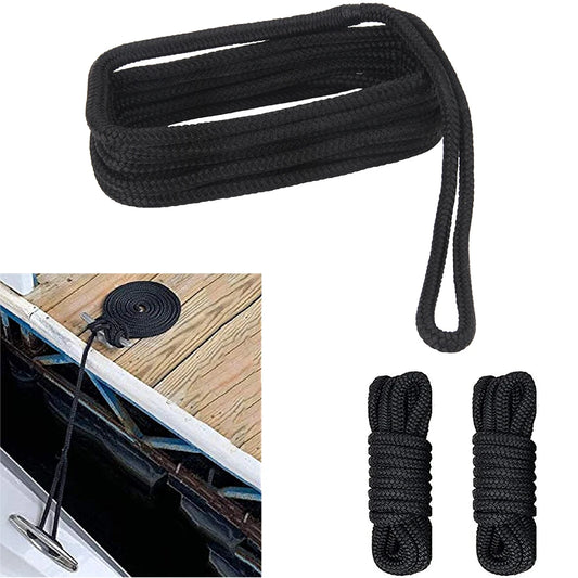 2pcs Nylon Boat Anchor Rope Double Braided Dock Lines Ropes for Boats with 12" Loop Marine Boat Rope Mooring Line 16.5ft 25ft