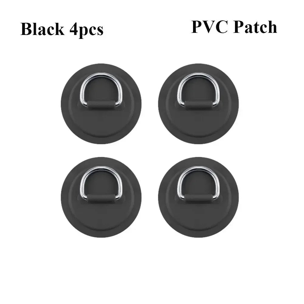 1/4Pcs 8cm Surfboard Dinghy Boat PVC Patch With Stainless Steel D Ring Deck Rigging Sup Round Ring Pad Boat Kayaking Accessorie