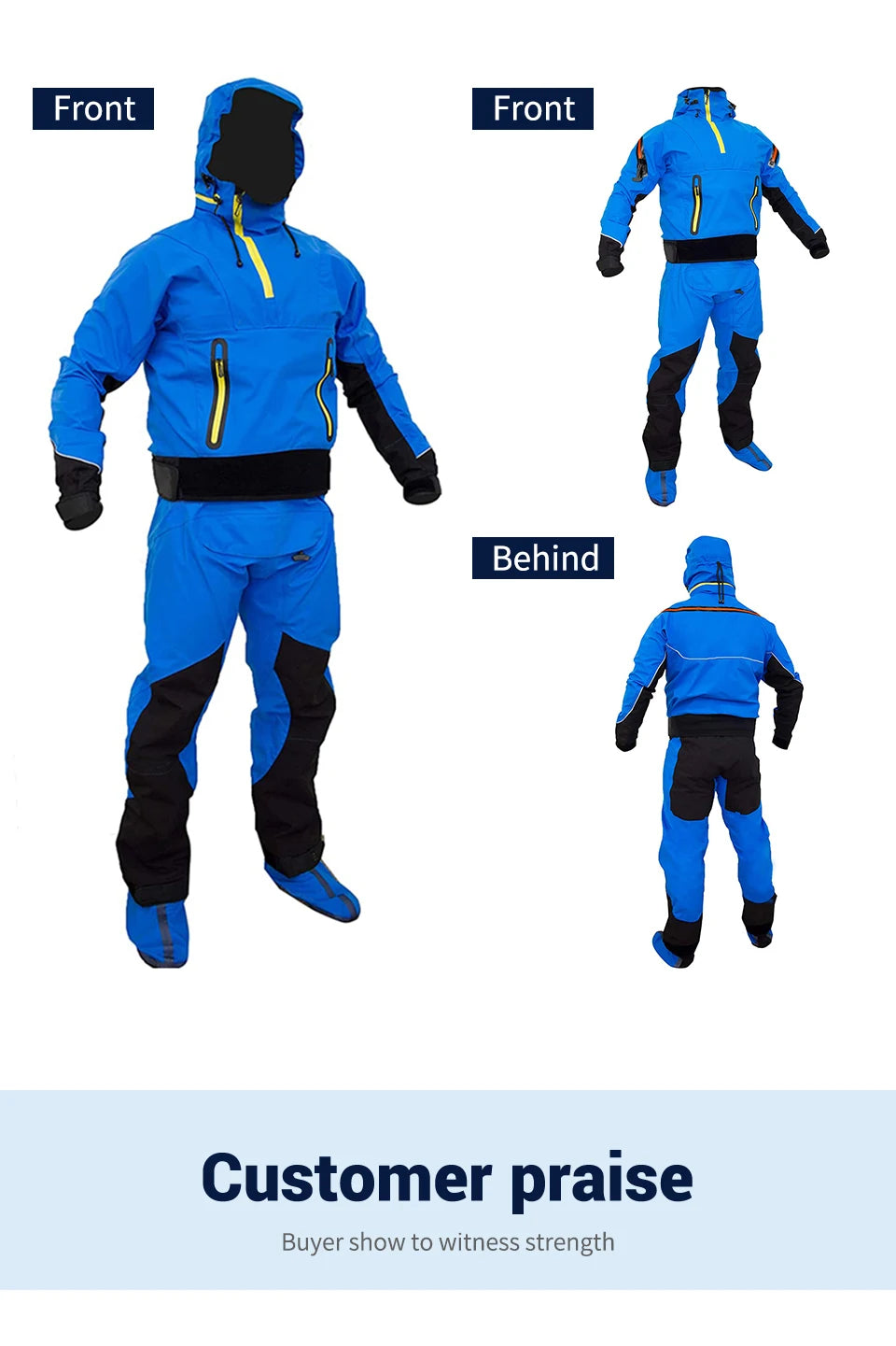 Waterproof Breathable  Surfing Drifting  Kayaking Rescue Sailing Ocean Outerdoor Sport One Piece Men's Dry Suit