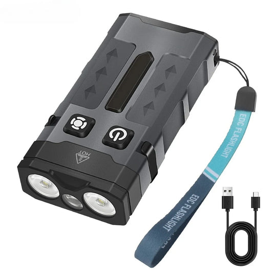 BORUiT EV20  Keychain EDC UV LED Flashlight Magnet Work Light Type-C Rechargeable Torch Hat Clip Lamp Camping Pocket Lantern