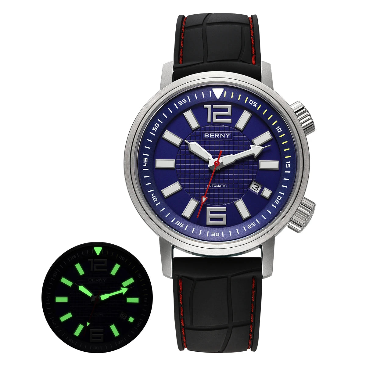 BERNY Automatic Diver Watch for Men Super Luminous Sapphire Miyota 8215 Compressor 20ATM Swimming Scuba Diving Sports Man Watch