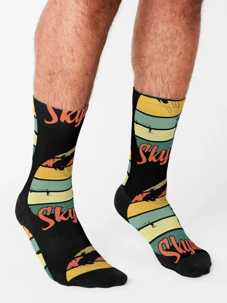 Vintage Parachuting Skydiving Wingsurfing Funny Gift Socks Running luxe Mens Socks Women's