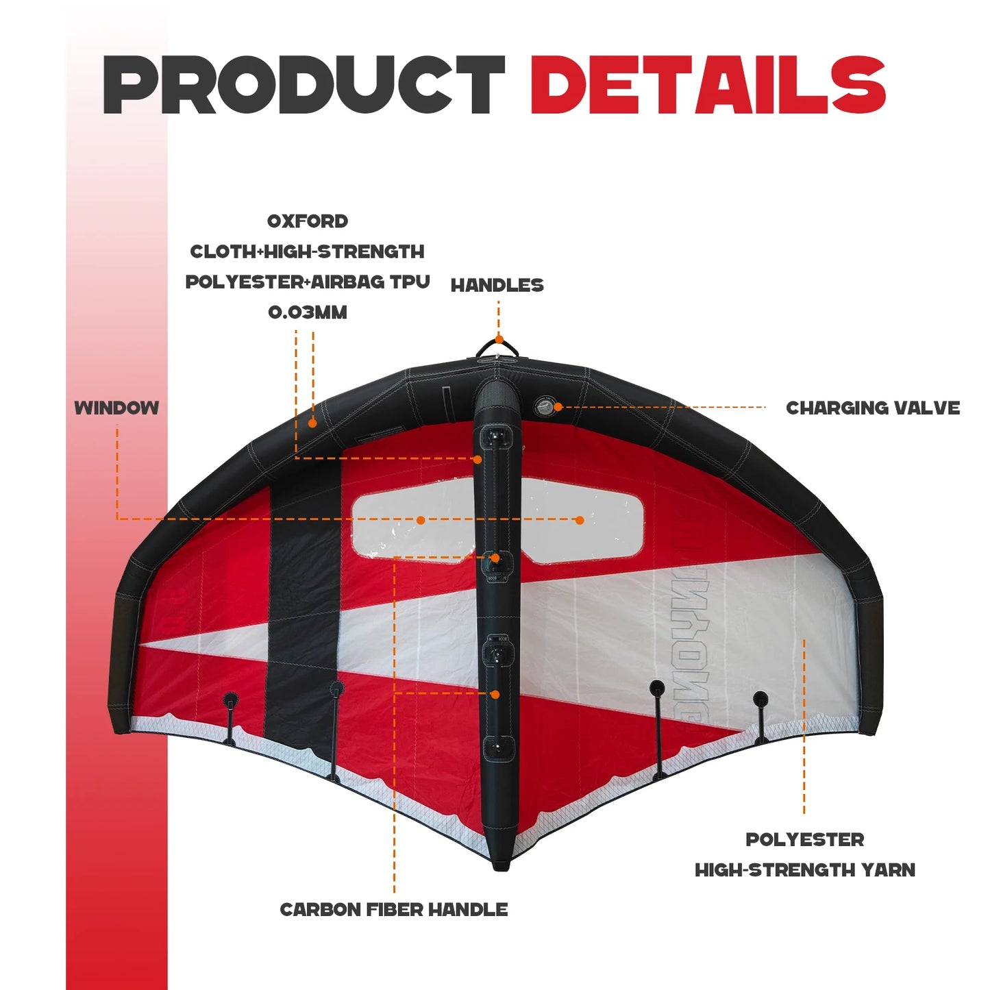 2026 Hot Sale 5M Carbon Handle Hard Inflatable Wing Foiling Favorite Surf Hydrofoil Windsurf Kite Wind Surfer Board Sail Factory