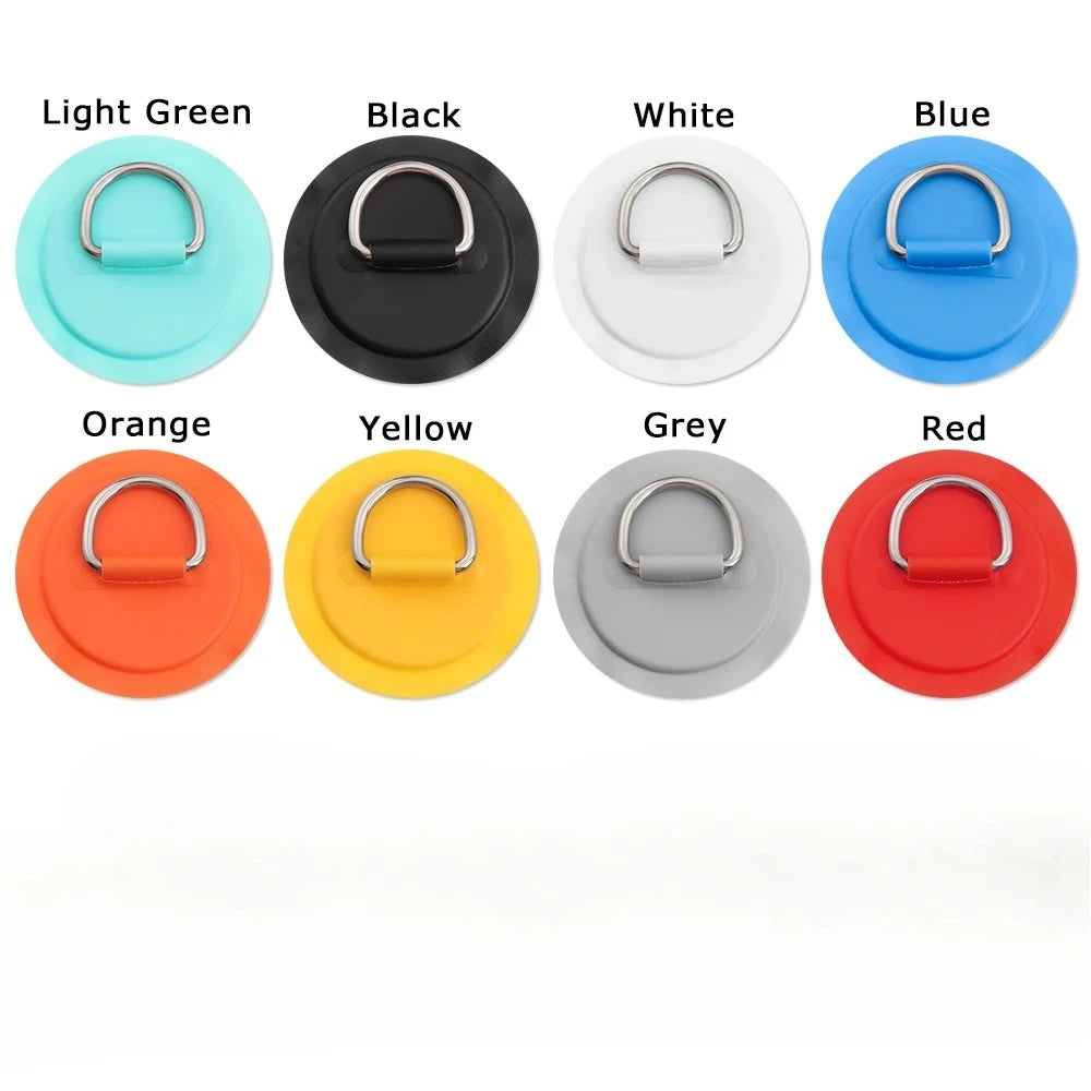 1/4Pcs 8cm Surfboard Dinghy Boat PVC Patch With Stainless Steel D Ring Deck Rigging Sup Round Ring Pad Boat Kayaking Accessorie