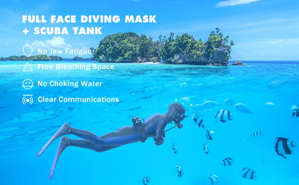 SMACO Full Face Diving Mask with Camera Mount, Full Face Snorkel Mask for Adults Compatible with Above 1L Scuba Diving Tank,
