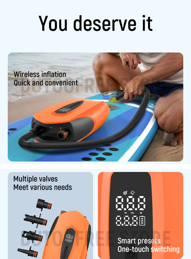 Electric Air Pump for SUP Wireless Electric Inflator High Volume Air Pump for Boats Dual Function Portable Air Compressor