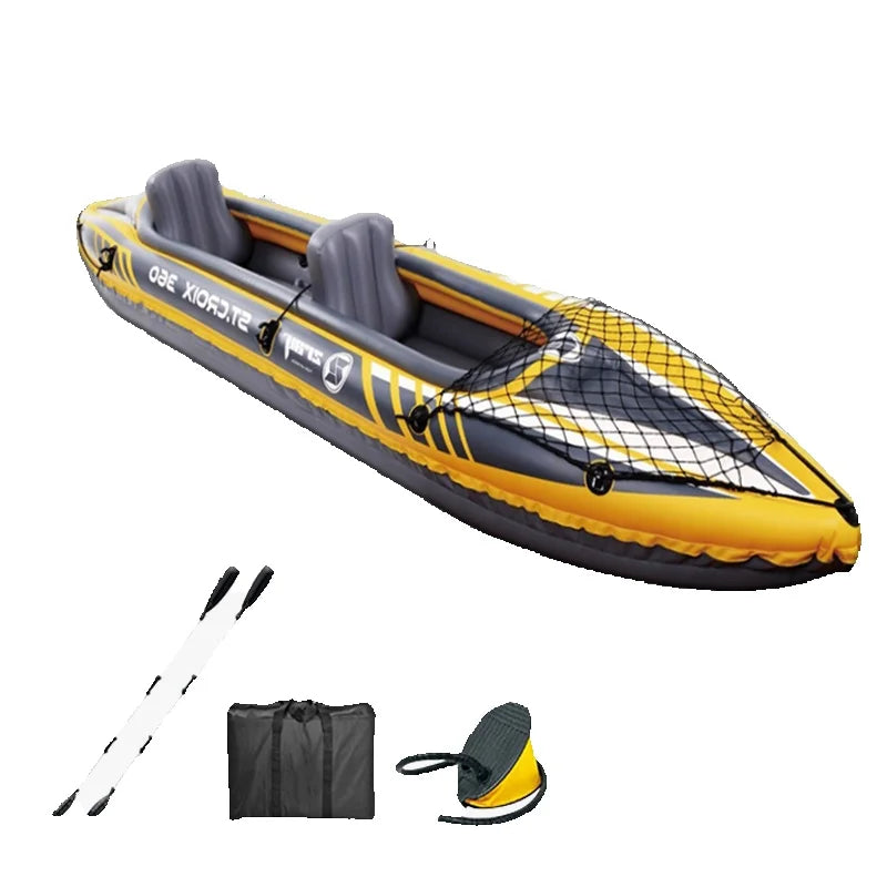 RAMYPOKET Inflatable Kayak  For 2 persons,Inflatable Boat With Robust PVC Outer Shel,350×78×52cm，Includes 2 Aluminum Paddles