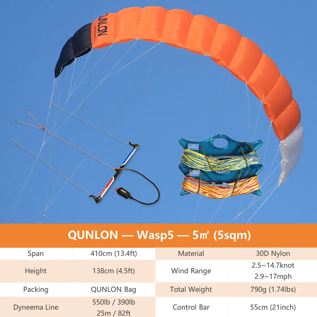 9KM 3.6m~4.5m 4 Line Power Kite Professional Parafoil Traction Kite with Bar Kitesurfing Equipment for TURNING JUMPING