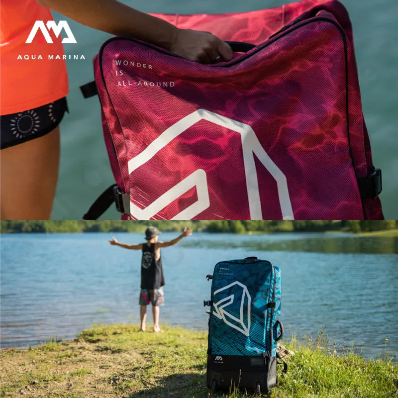 AQUA MARINA Aquatic Sports Backpack 90L Large Capacity Pulley Backpack Save Effort Suitcase Kayak Paddle Storage Bag 97x46x30cm