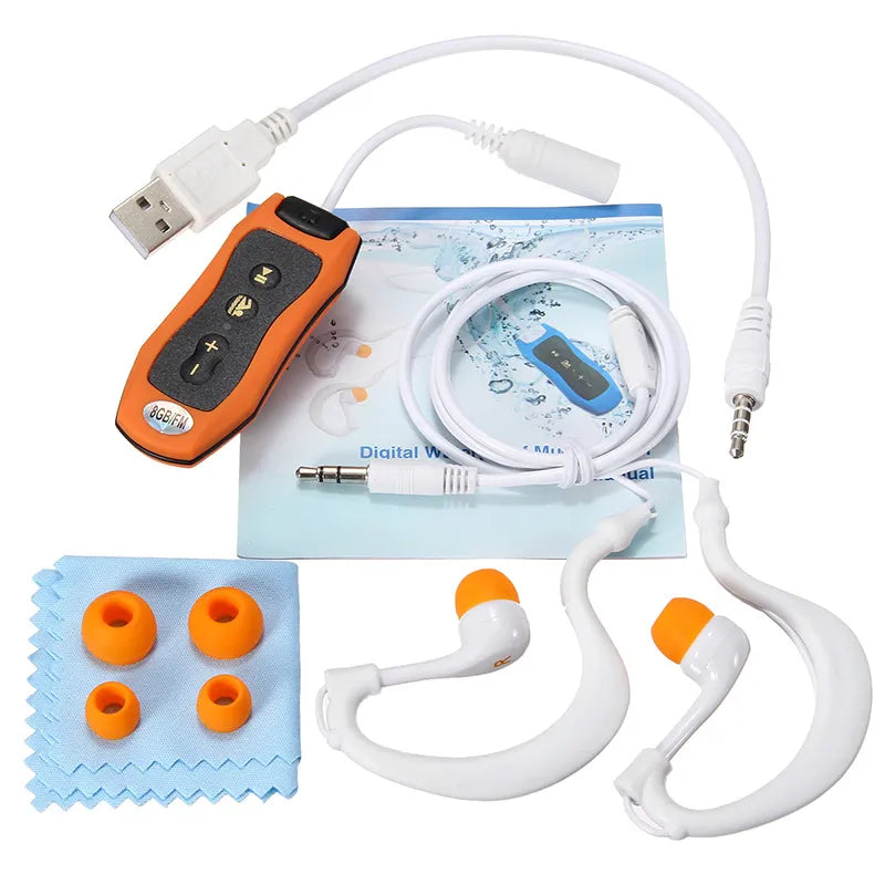 Newest FM Radio 4GB 8G IPX8 Waterproof MP3 Music Player Swimming Diving Earphone Headset Sport Stereo Bass Swim MP3 with Clip