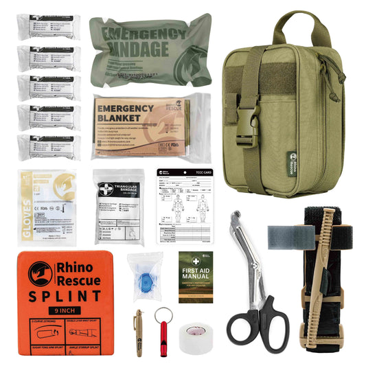 Kit de sobrevivência de primeiros socorros rinoceronte tático bolsa ifak fornecido kit de acampamento com 20 itens emt para emergência militar ao ar livre