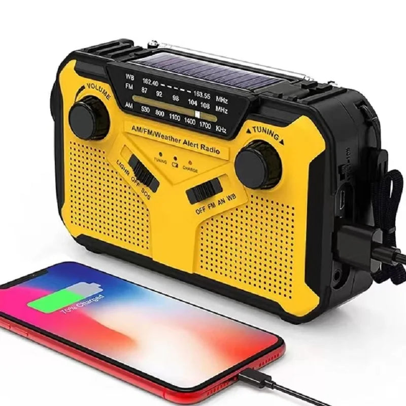 Multifunction Radio Hand Crank Solar USB FM/ AM Radio Emergency Flashlight Power Bank high Quality  4000mAh power bank  Radio