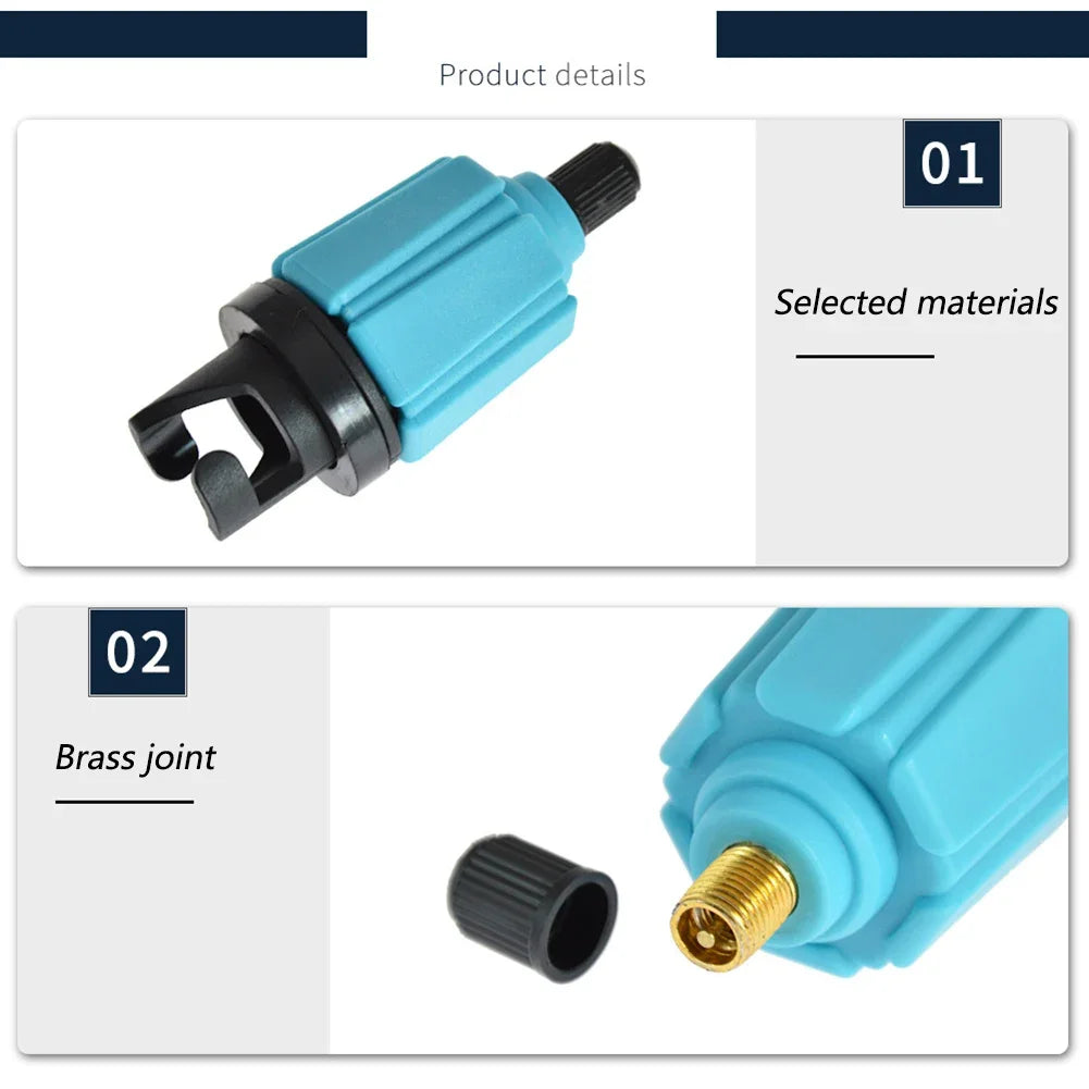 Air Valve Adaptor for SUP Board Inflatable Paddle Rubber Boat Kayak Air Valve Adaptor Tire Compressor Converter with Nozzle