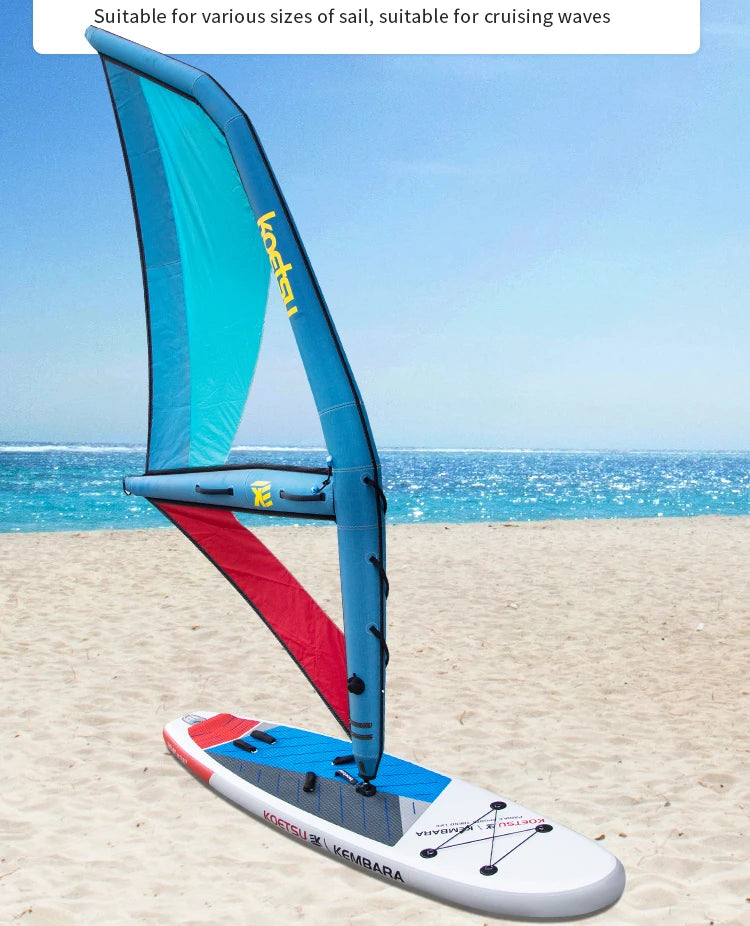 Portable Stand-up Windsurfing Set Water SUP Inflatable Kiteboards with Dual Tail Fins Inflatable Stand Up Paddleboard SUP Board