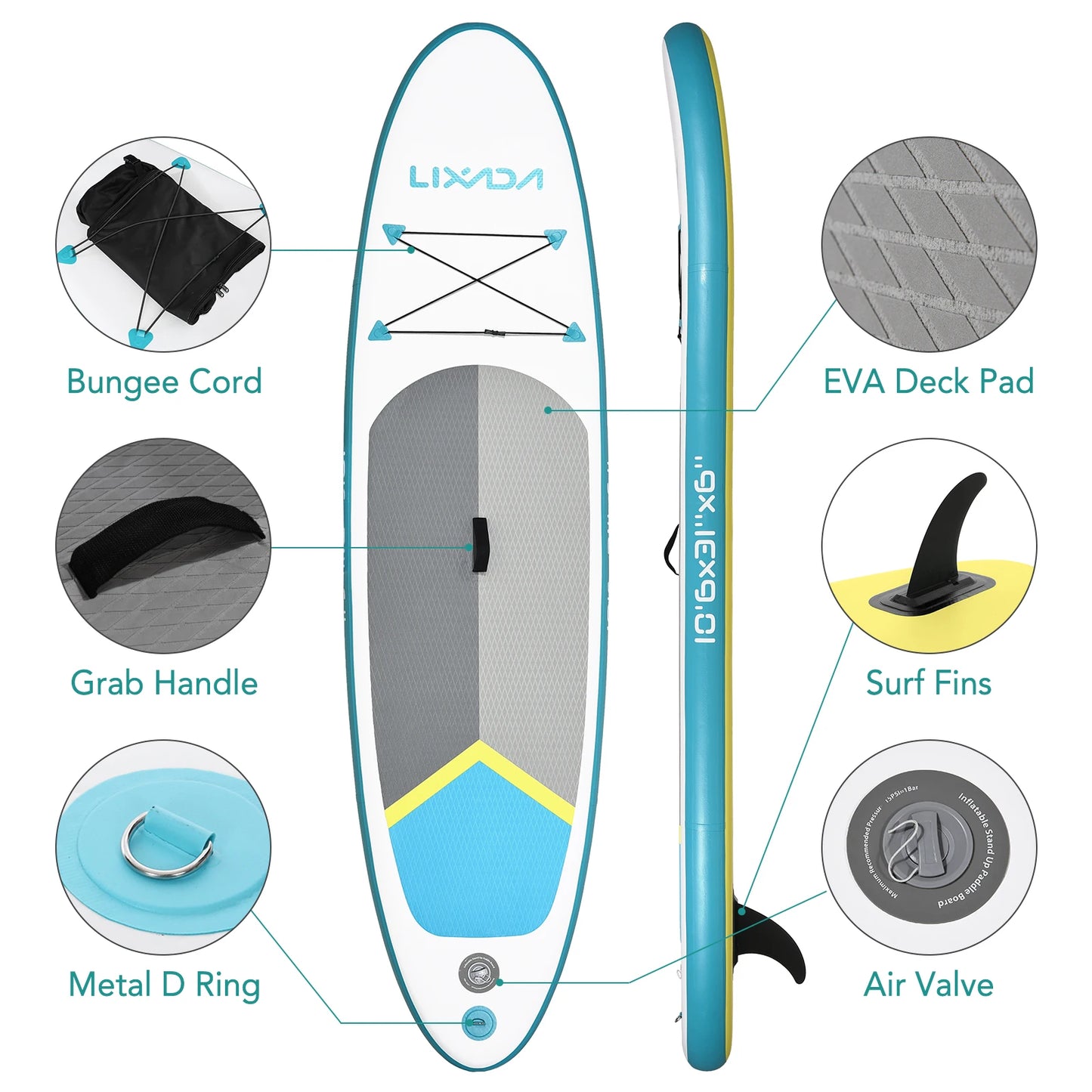 Inflatable Paddle Board Stand Up for Adult 6 Inch Thick SUP Paddleboard Water Sport Surf Set with Adjustable Paddle Pump Travel