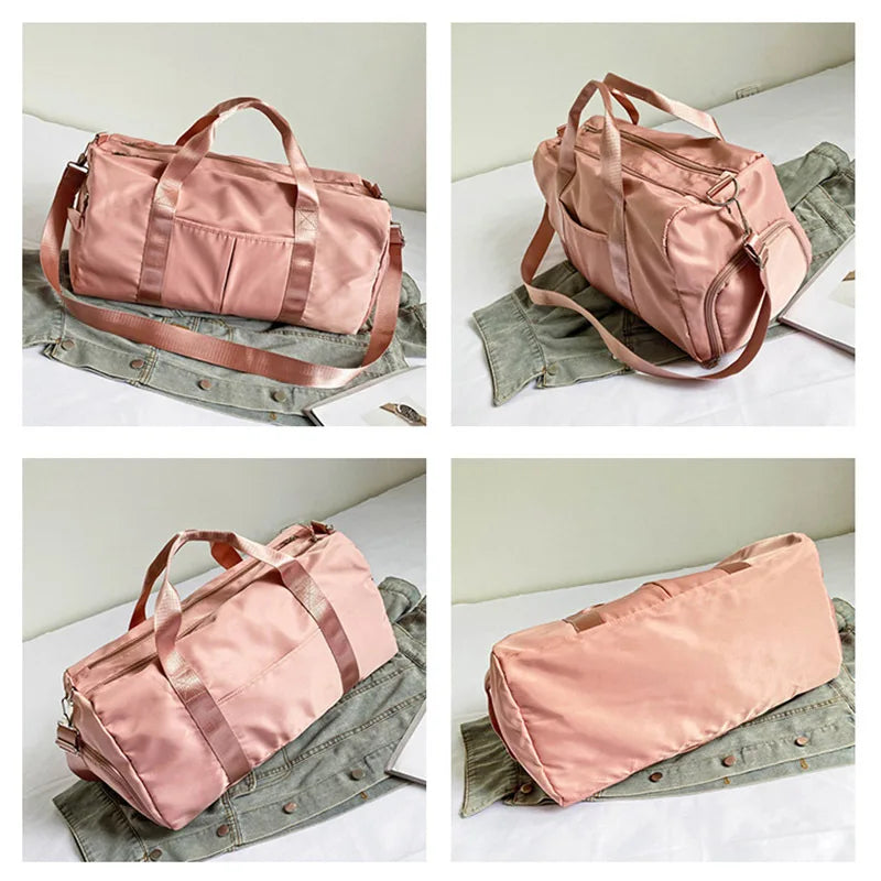 Bolsa de ginástica esportiva de nylon, à prova d'água, para homens e mulheres, treinamento, fitness, bolsa de viagem, tapete de ioga, bolsa esportiva com compartimento para sapatos
