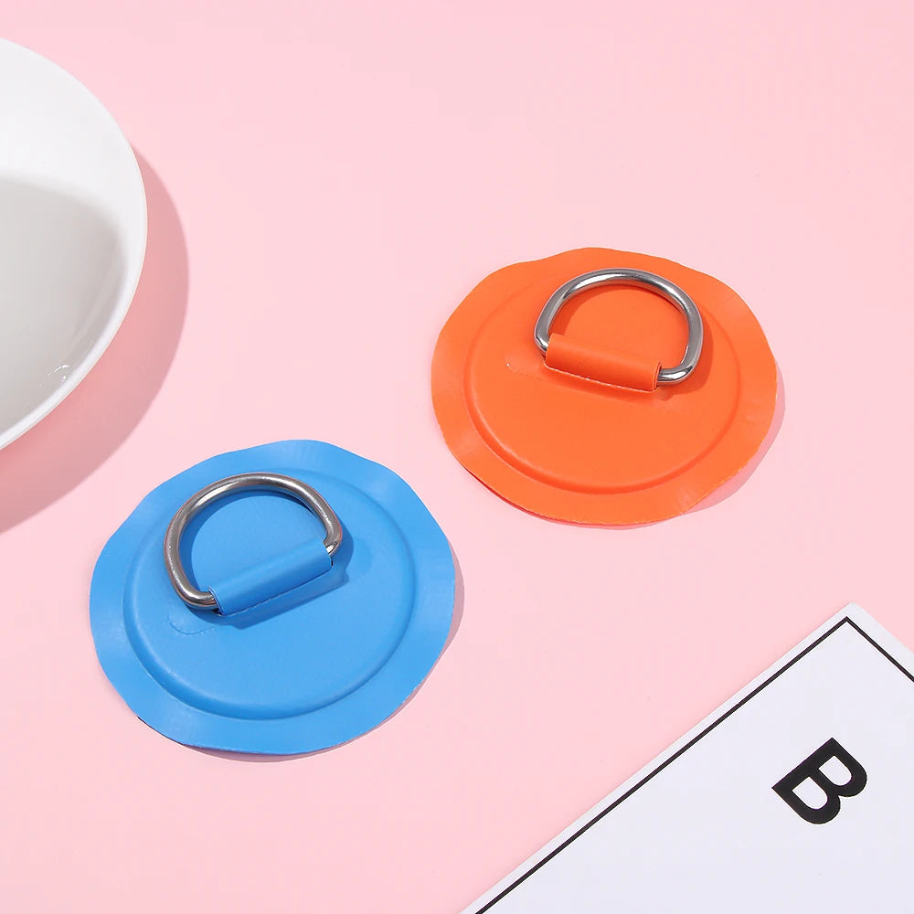 1/4Pcs 8cm Surfboard Dinghy Boat PVC Patch With Stainless Steel D Ring Deck Rigging Sup Round Ring Pad Boat Kayaking Accessorie