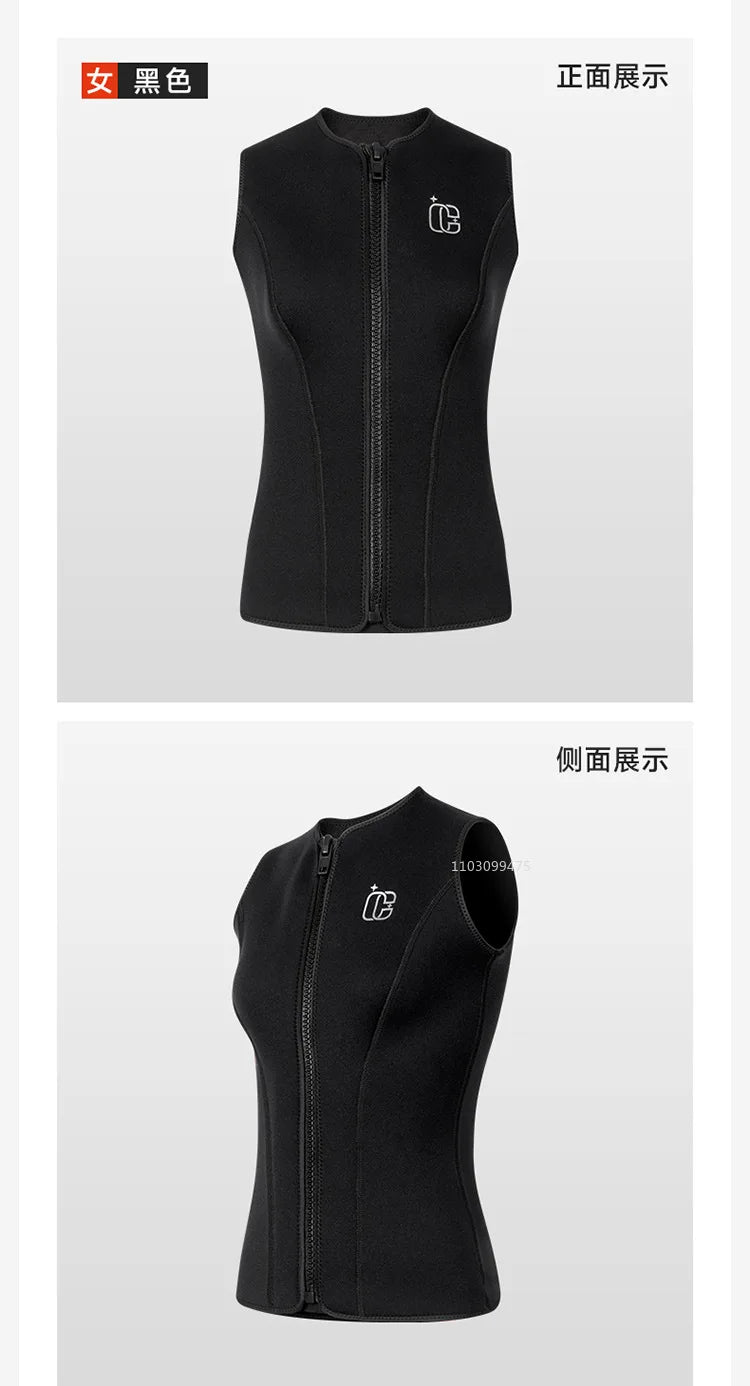 Wetsuit Vest for Men Women 3mm Front Zipper Neoprene Wet Suit Top Sleeveless Jacket for Scuba Diving Kayaking Surfing Swimming