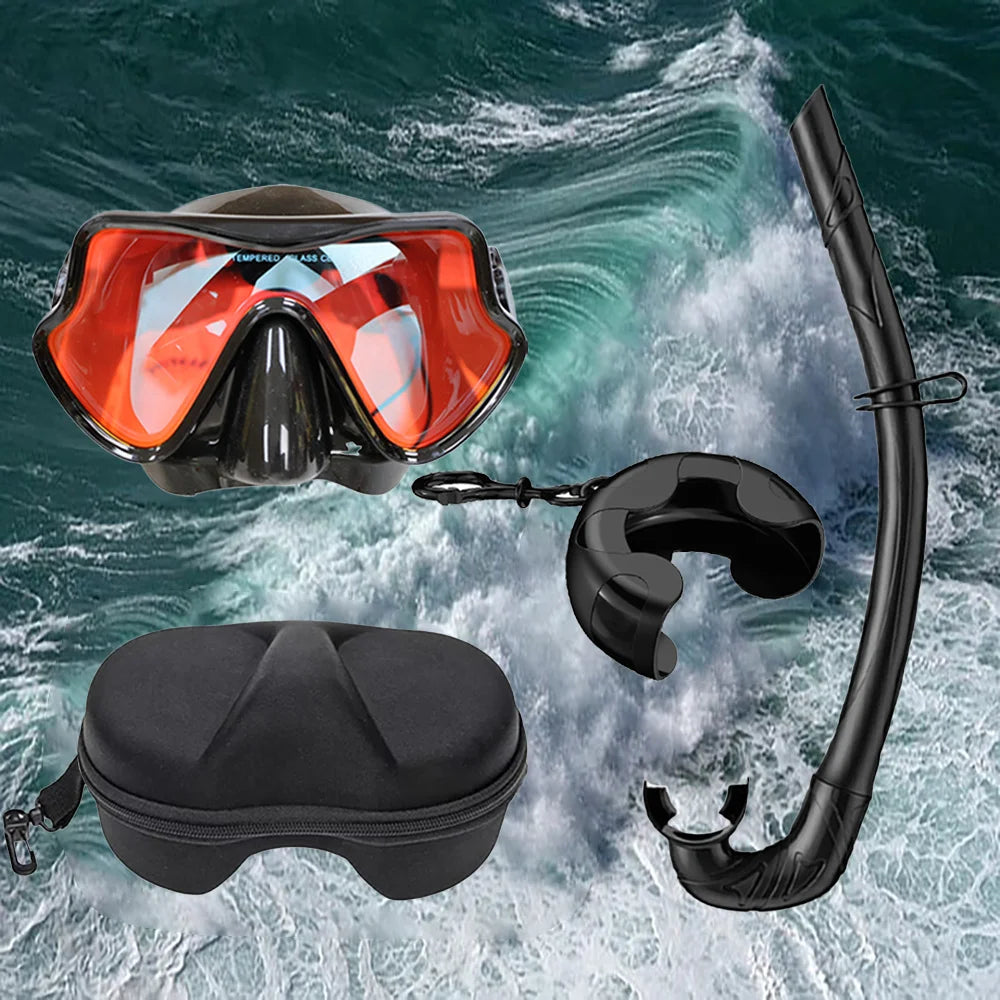 Snorkeling Mask Diving Goggles Full Wet Silicone Foldable Tube Mirror Tempered Glass Len Diving Mask Travel Size With Case