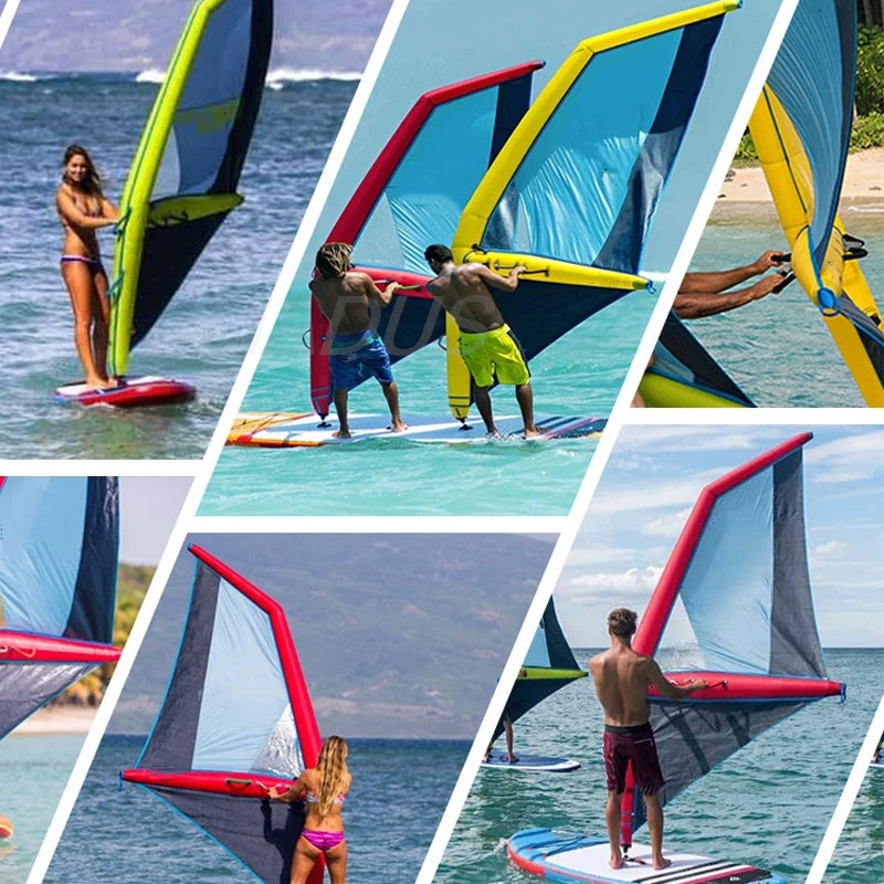 Inflatable Surfing Sail Portable Windsurfing Sailing Canoe Hand-Held Water Skiing Kiteboard Wind Surfing Kites Water Sports