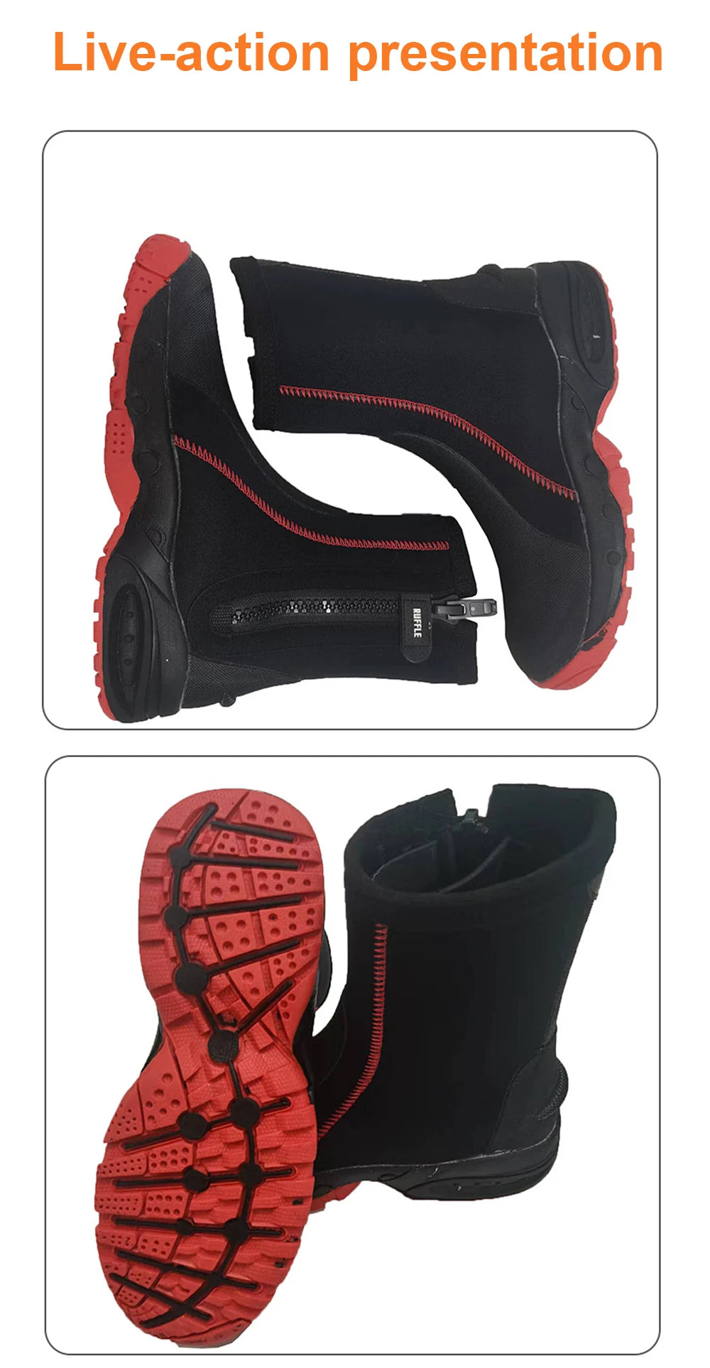 5mm Neoprene Durable Water Diving Boots with Chloroprene Rubber Shoelaces And Zippers for Warmth And Anti-Slip Short Boot
