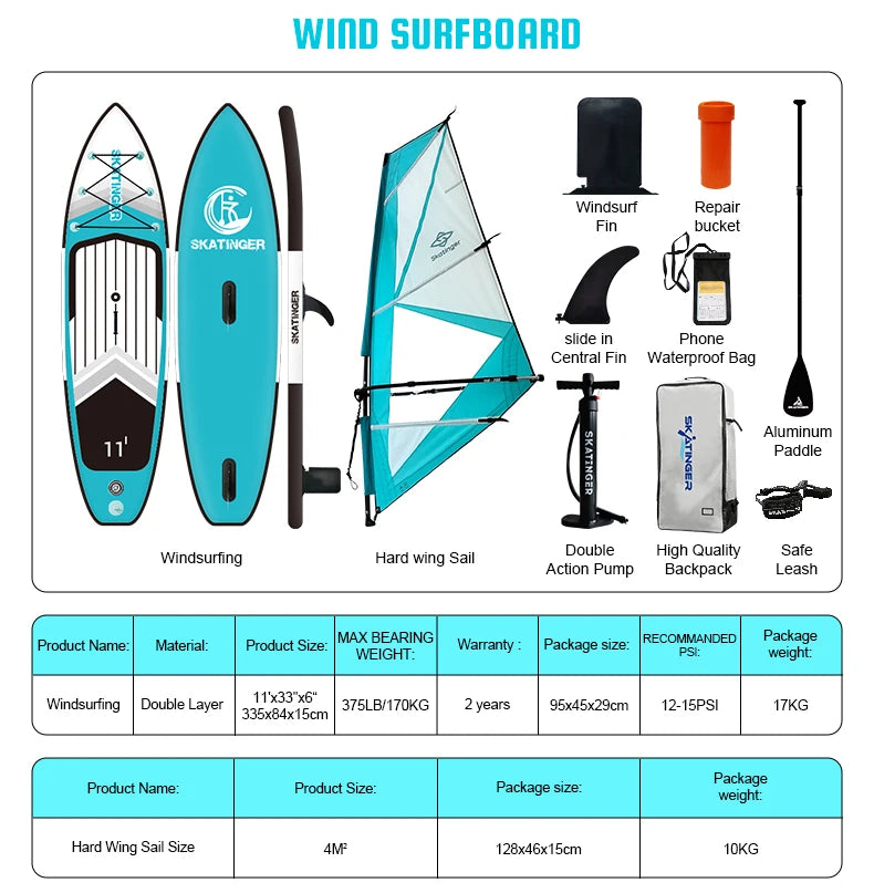 Skatinger  Dropshipping Windsurfing Board Inflatable Wind sup Sail sup  Hard Sail for Beginninger