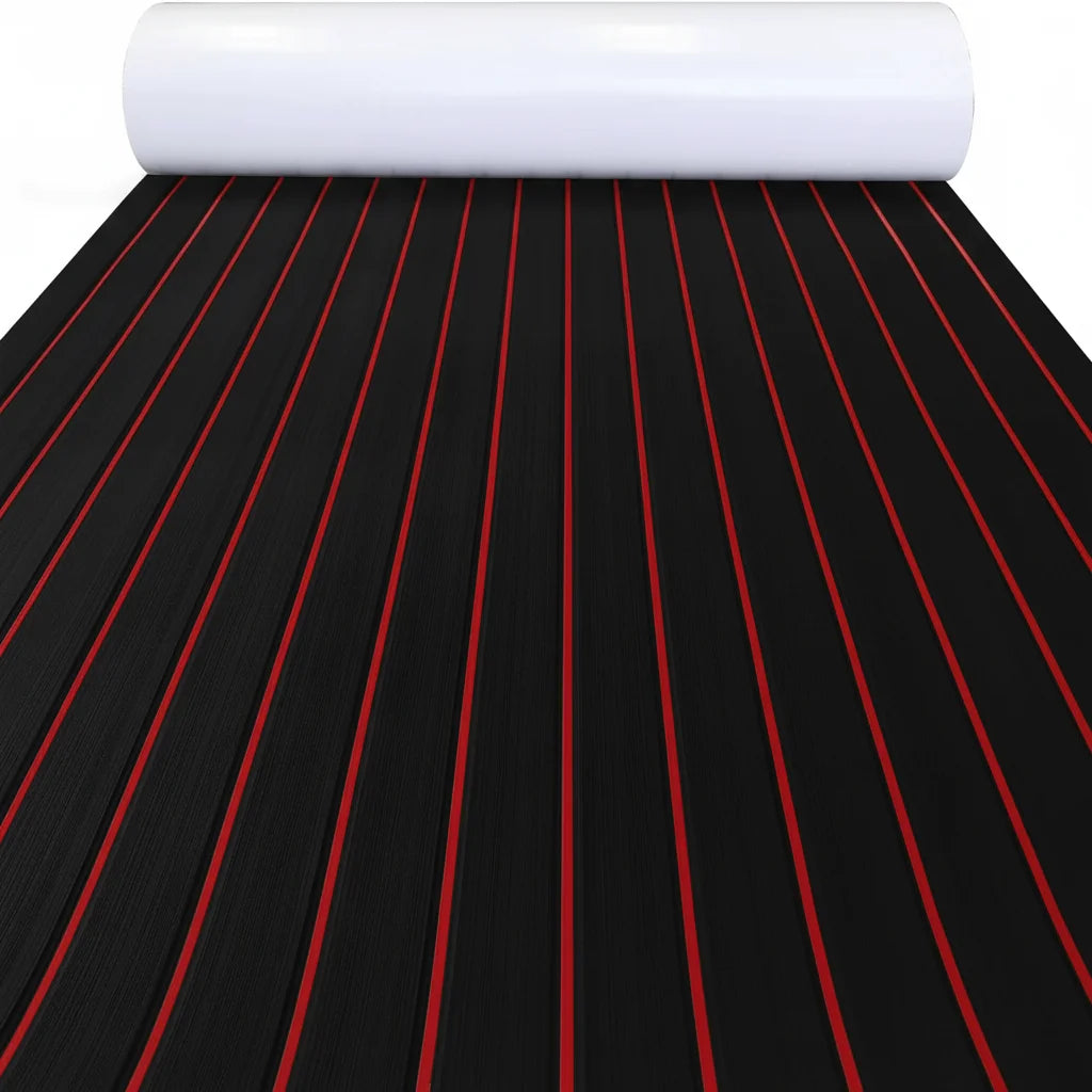 KXKZREN-2400x450mm EVA Foam Faux Teak Decking Sheet Marine Boat Flooring Sea Deck Yacht Mat Self-adhesive Kayak RV Non-slip Pad