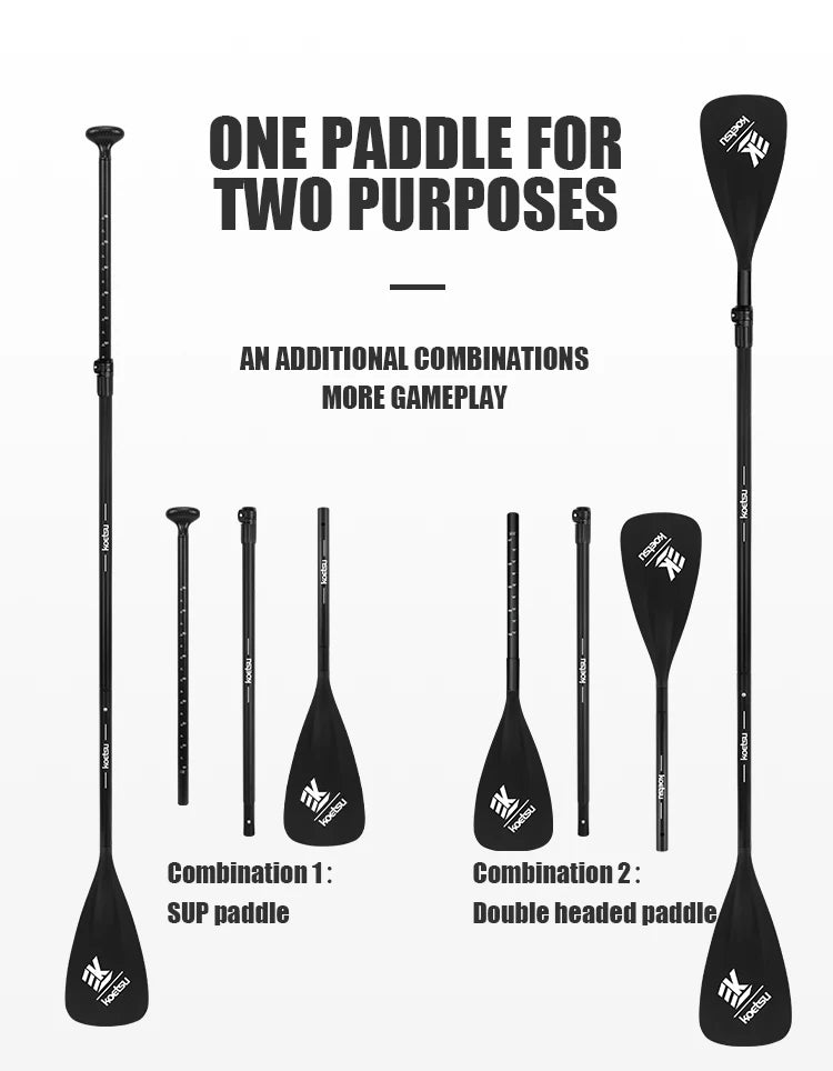 KOETSU Adjustable Aluminum Alloy Paddle for SUP Board and Kayak - Convertible Single/Double Head Oar for Water Sports,